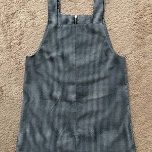 Mango black/white checkered overall dress
